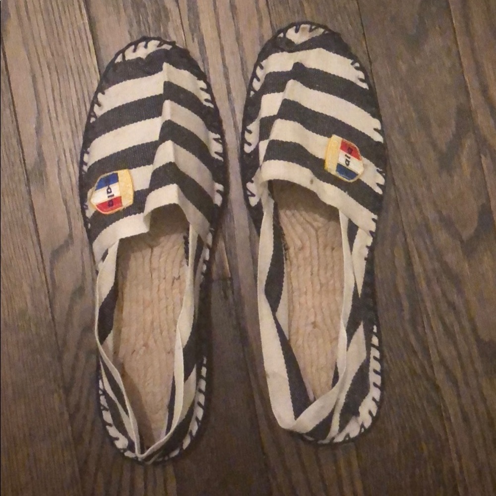 Blue & White striped canvas espadrilles flats